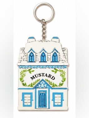 2/$25 Lenox Spice Village Inspired Mustard House Keychain with Key Ring